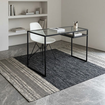 Alfombra Kilim de Algodón Borde Acabado IC14491 Grises/Plateado