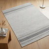 Silver gray cotton kilim rug with finished edge IC14540