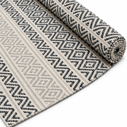 Alfombra Kilim de Algodón Borde Acabado IC15033 Grises/Plateado