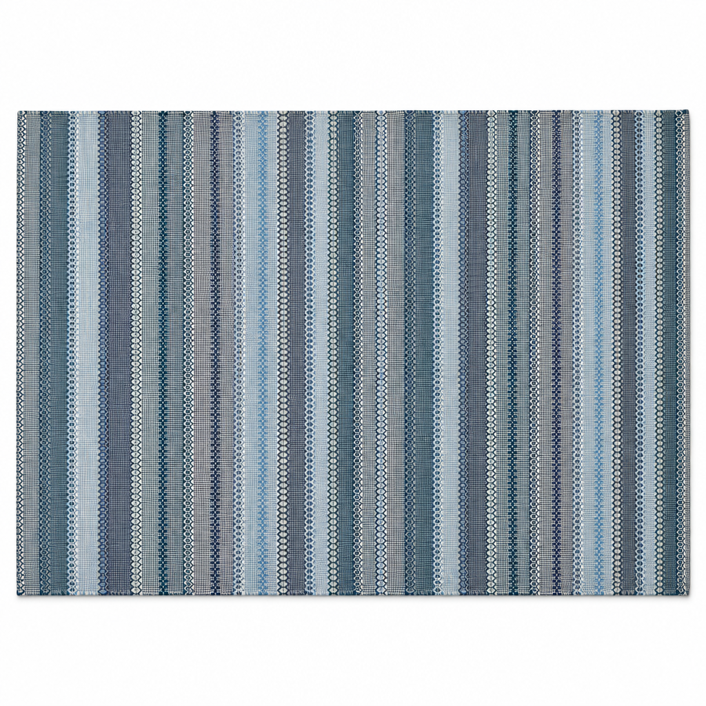 Alfombra Kilim de Algodón Con Base Antideslizante IC13801 Azul