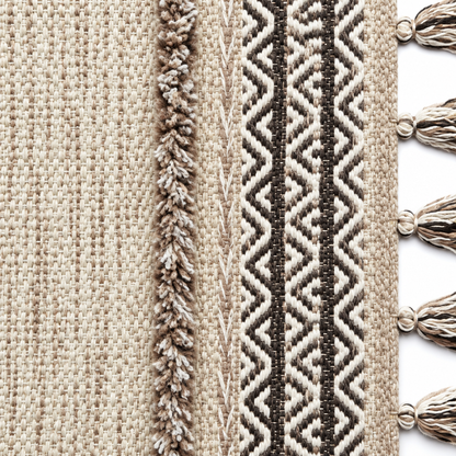Alfombra kilim de algodón de pelo largo IC15969 Crema/Marfil