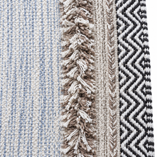 Alfombra kilim de algodón con textura de pelo largo IC17710 Grises/Plateado
