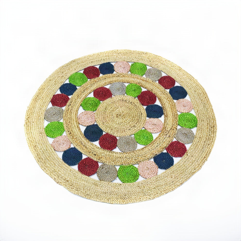 Alfombra redonda de yute trenzado IC13330 natural 120 cm