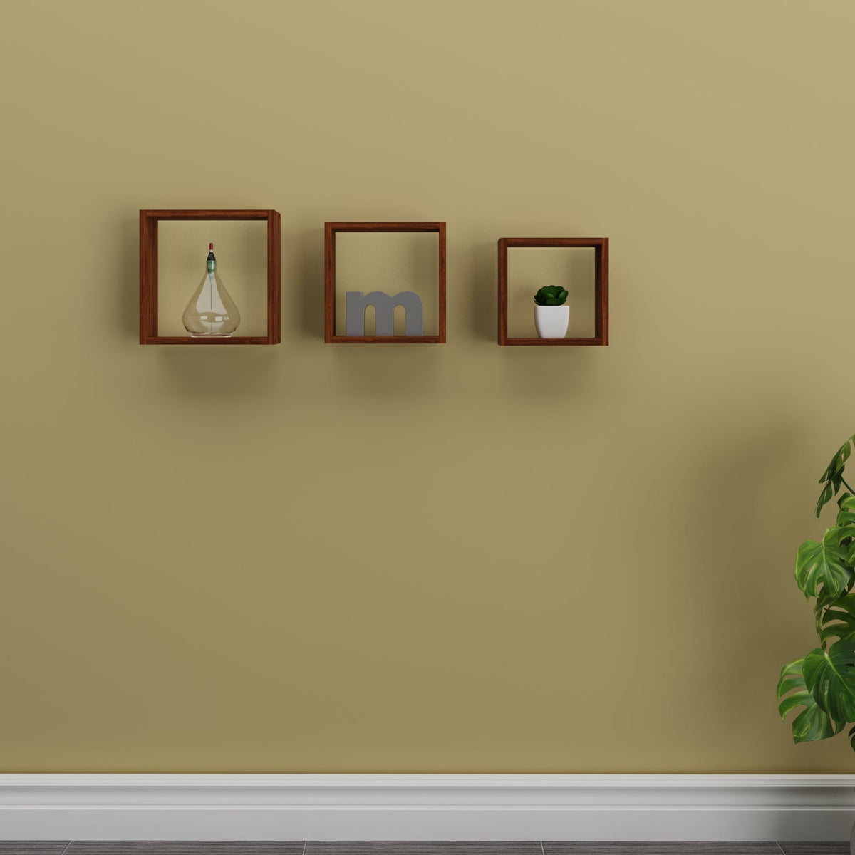 Juego de 3 estantes decorativos tipo cubo MYSRTA0116010 marrón medio