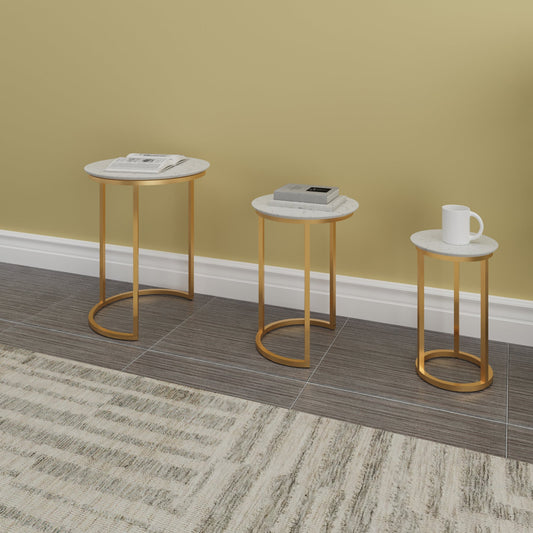 Mesa de Centro Anidable Juego de 3 MYSRTA1440475 Blanco Ibiza