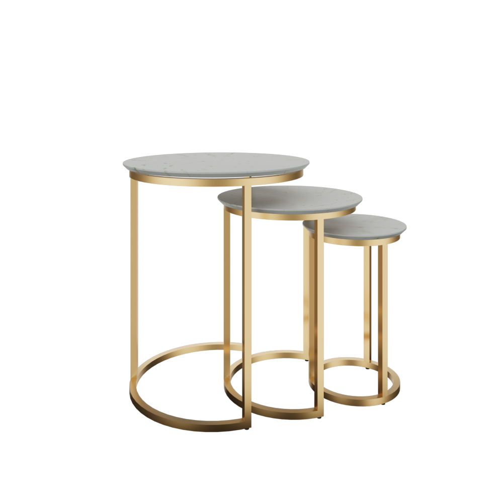 Mesa de Centro Anidable Juego de 3 MYSRTA1440475 Blanco Ibiza