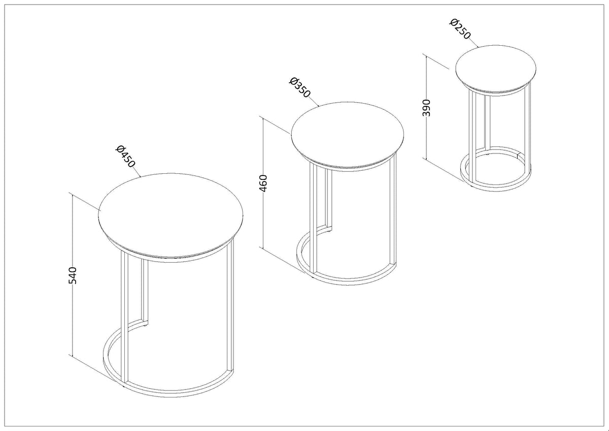 Mesa de Centro Anidable Juego de 3 MYSRTA1440475 Blanco Ibiza