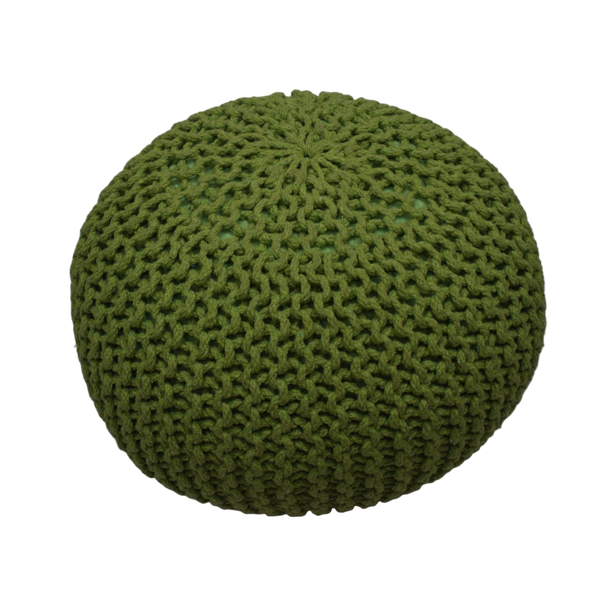 Puf de algodón dori DIC31 verde tejido a mano