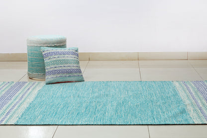 Puf kilim IC14488 azul tejido a mano