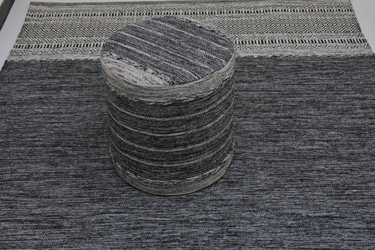 Puf Kilim de Algodón IC14491 Grises/Plateado