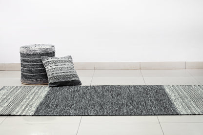 Puf Kilim de Algodón IC14491 Grises/Plateado
