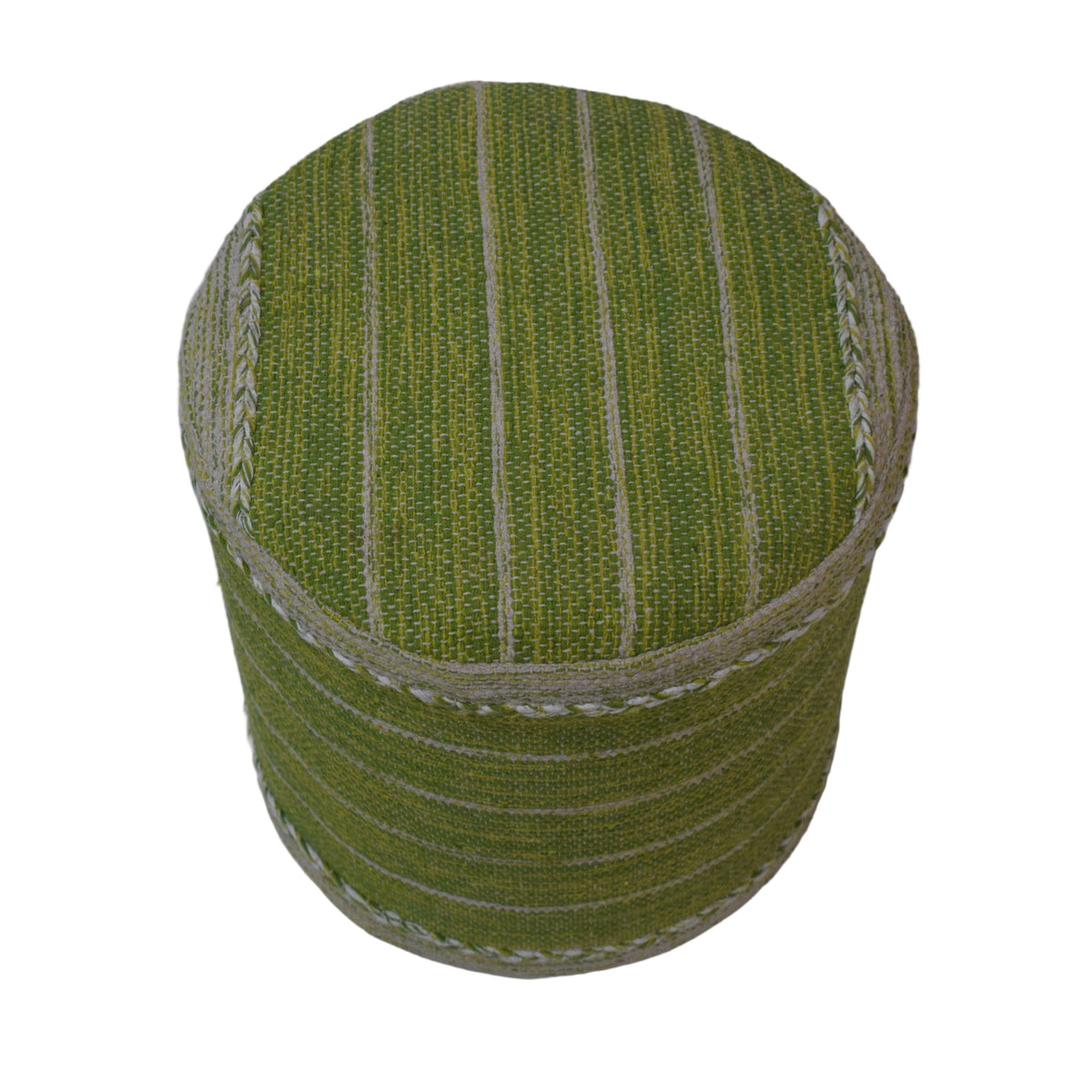 Puf kilim de algodón IC14489 verde tejido a mano