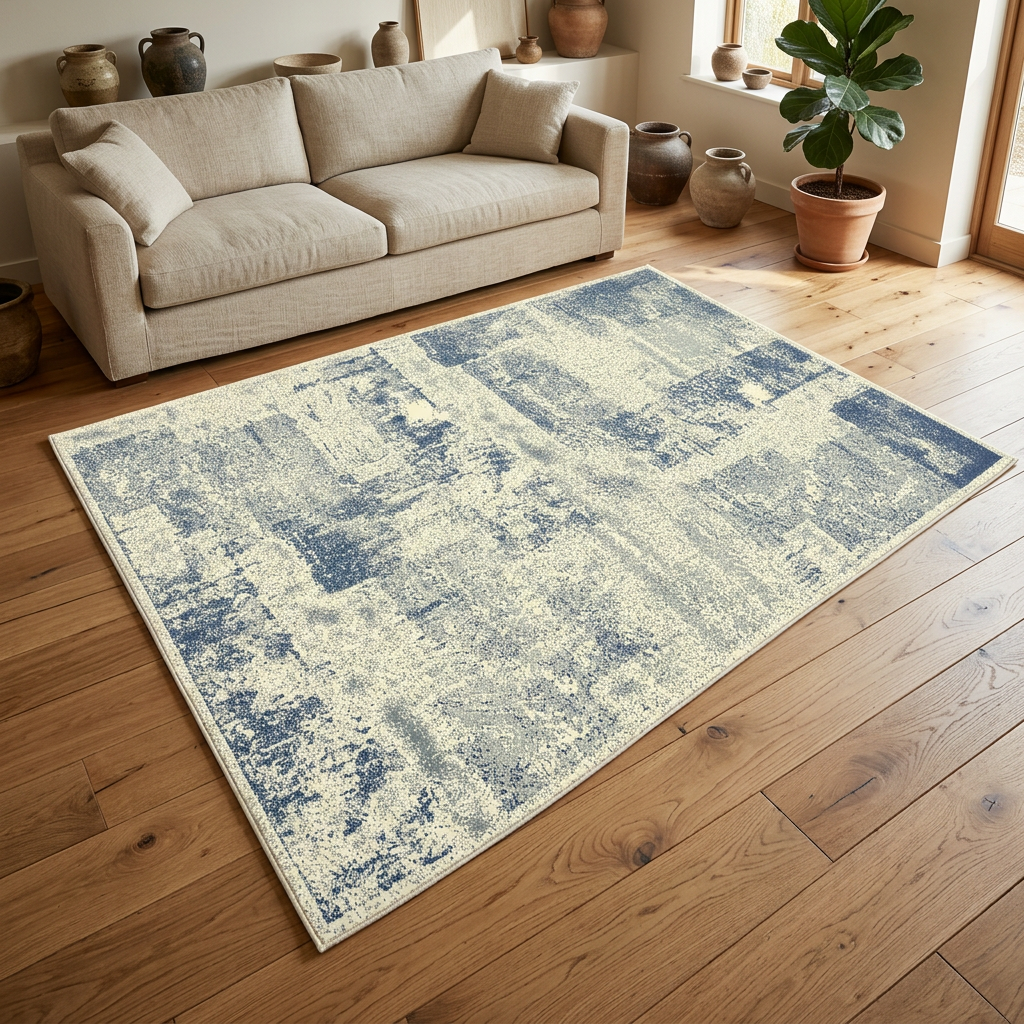 Visualización con IA de alfombra SAS10 en una sala
